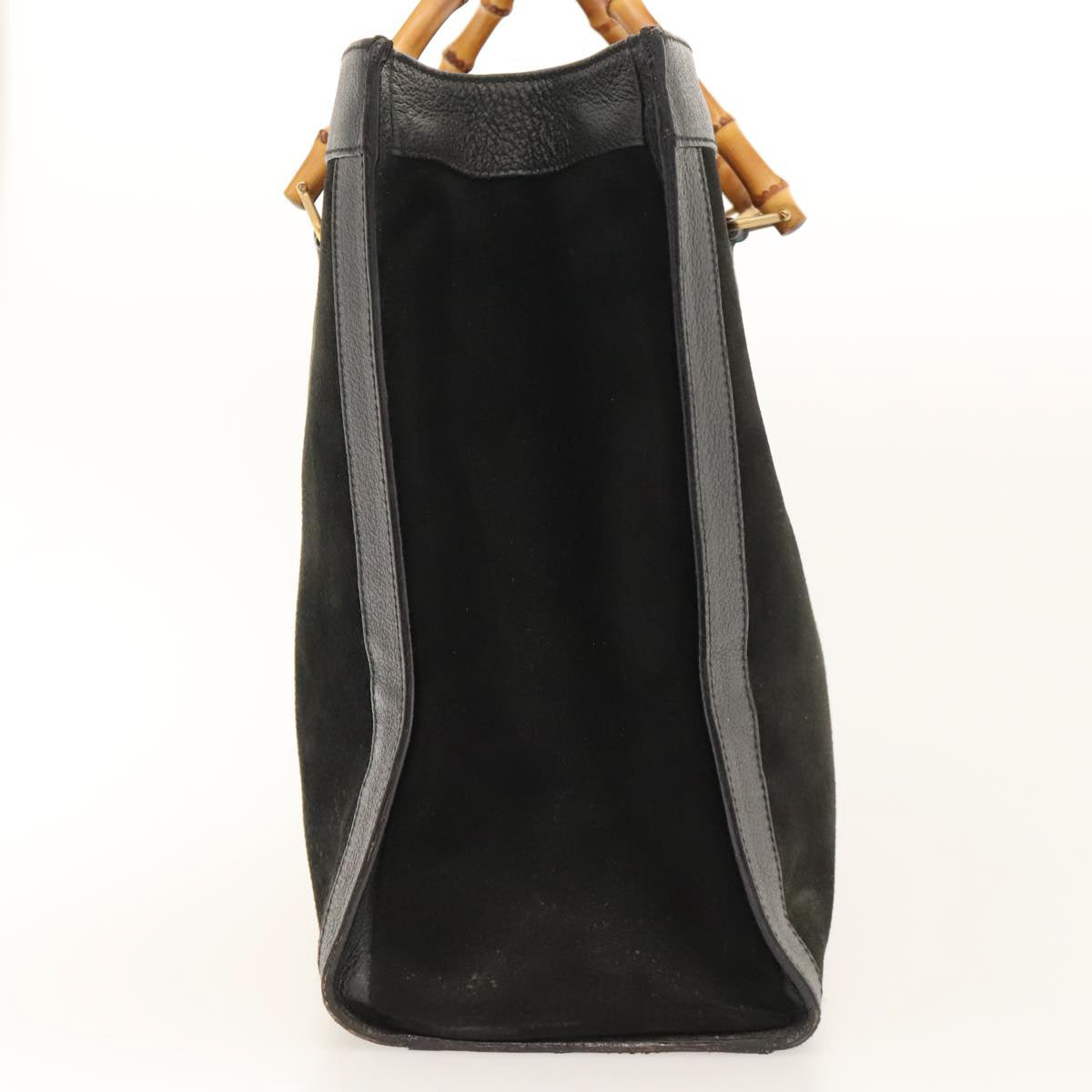 GUCCI Bamboo Hand Bag Suede Black Gold 002 1186 0260 Auth ep8603