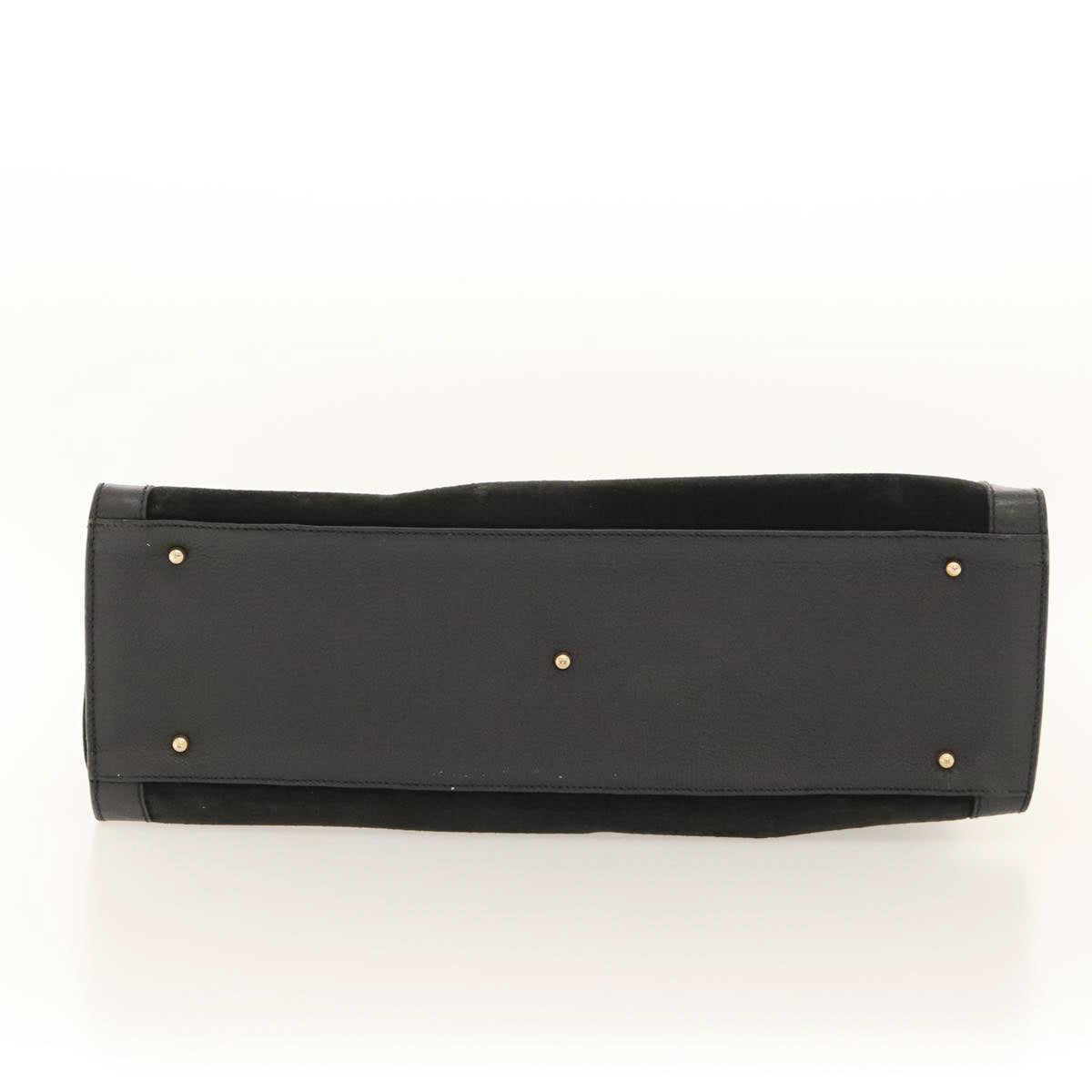 GUCCI Bamboo Hand Bag Suede Black Gold 002 1186 0260 Auth ep8603
