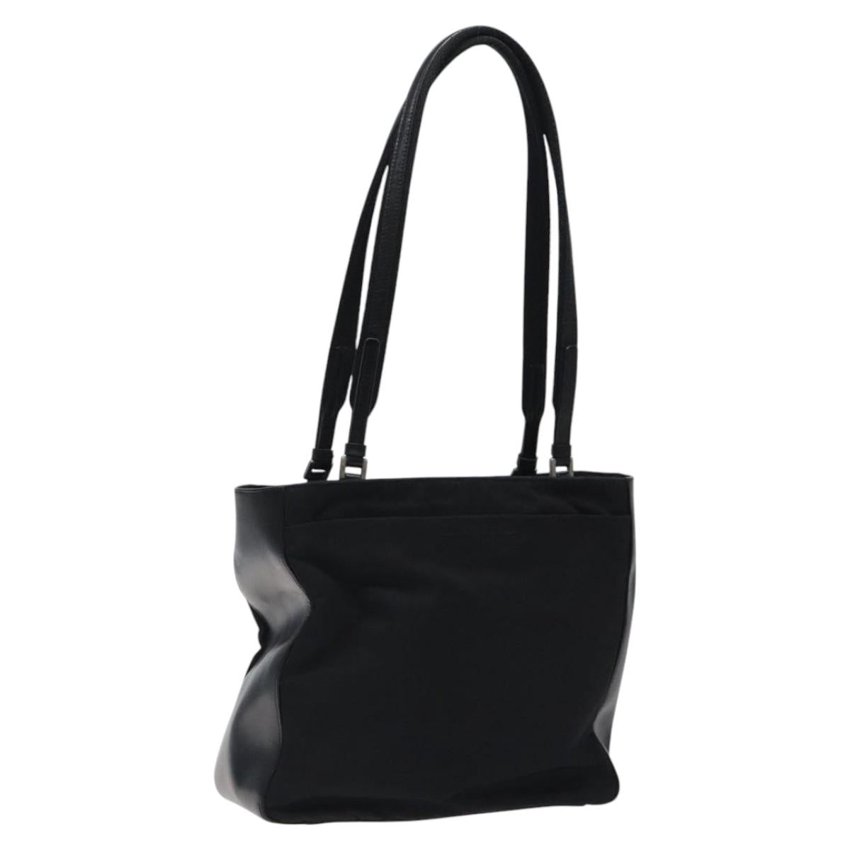 PRADA Hand Bag Nylon Black Silver Auth ep8605
