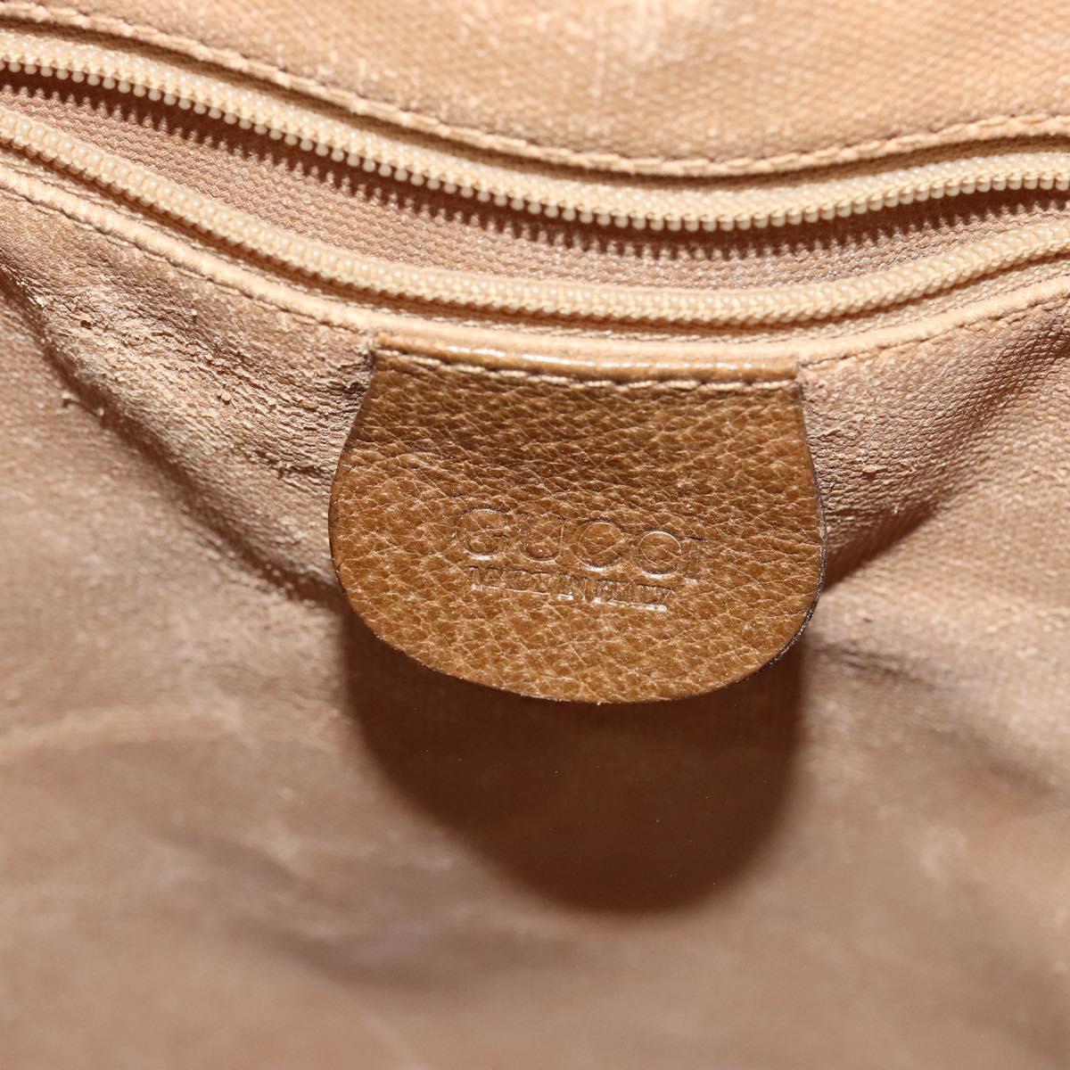 GUCCI Shoulder Bag Canvas Beige Gold Auth ep8623