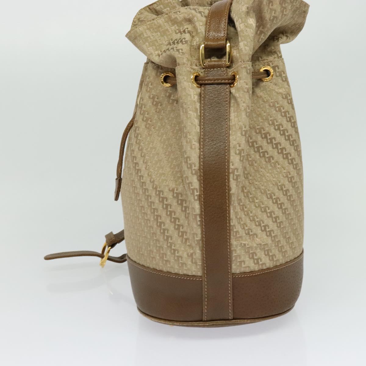 GUCCI Shoulder Bag Canvas Beige Gold Auth ep8623