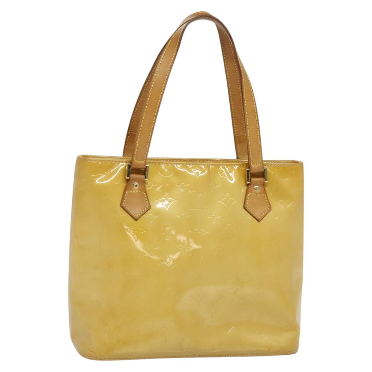 LOUIS VUITTON Monogram Vernis Houston Hand Bag Beige M91004 LV Auth ep8635