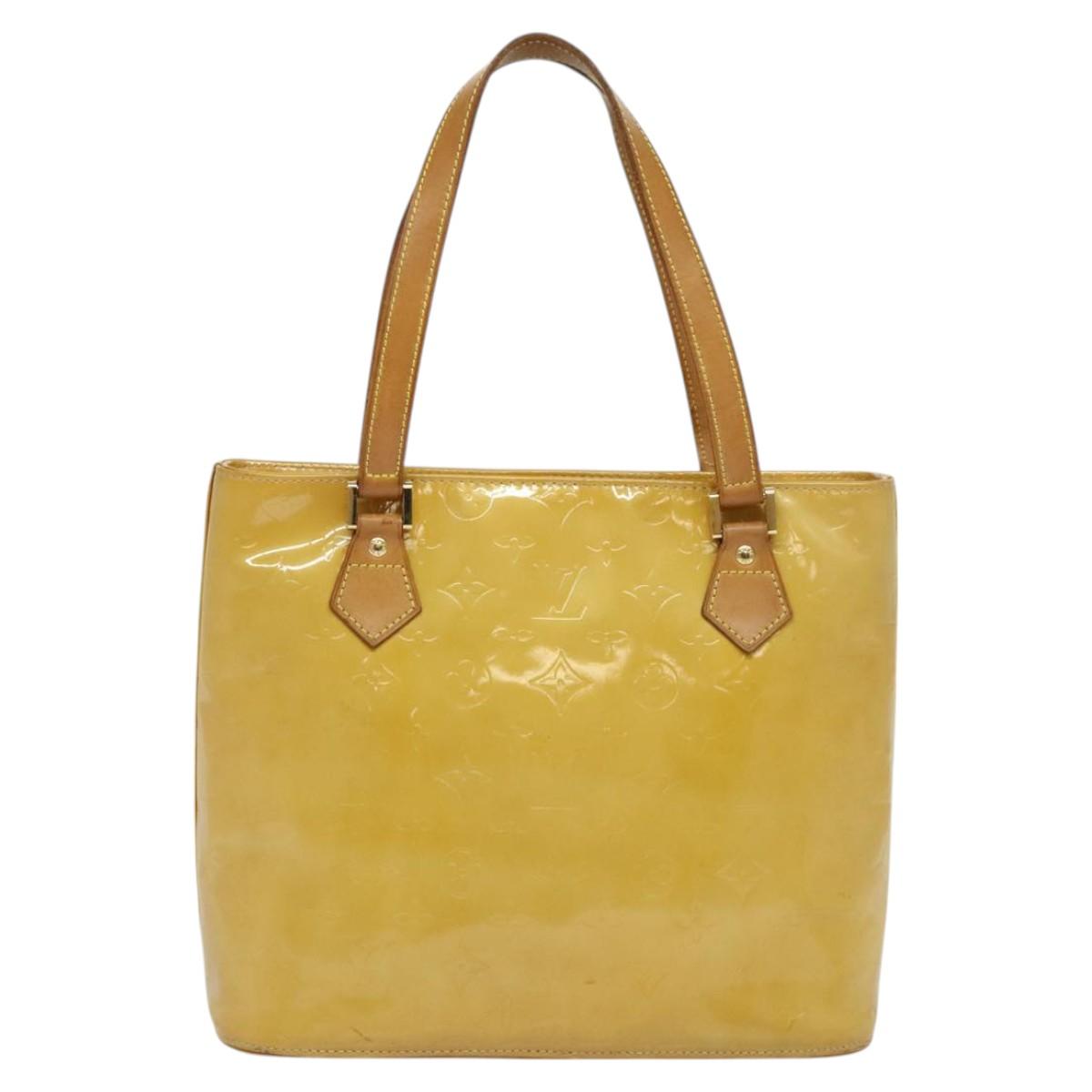 LOUIS VUITTON Monogram Vernis Houston Hand Bag Beige M91004 LV Auth ep8635