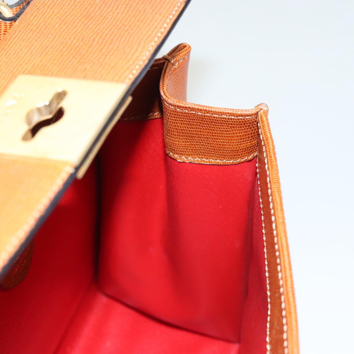 CELINE Hand Bag Leather Brown Gold Auth ep8641