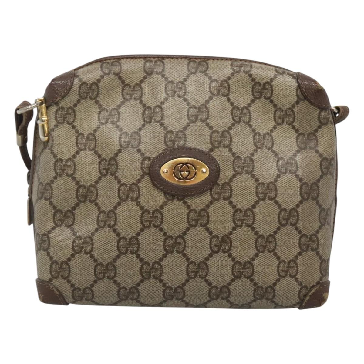 GUCCI GG Supreme Shoulder Bag PVC Leather Beige Gold 007 115 4916 Auth ep8663