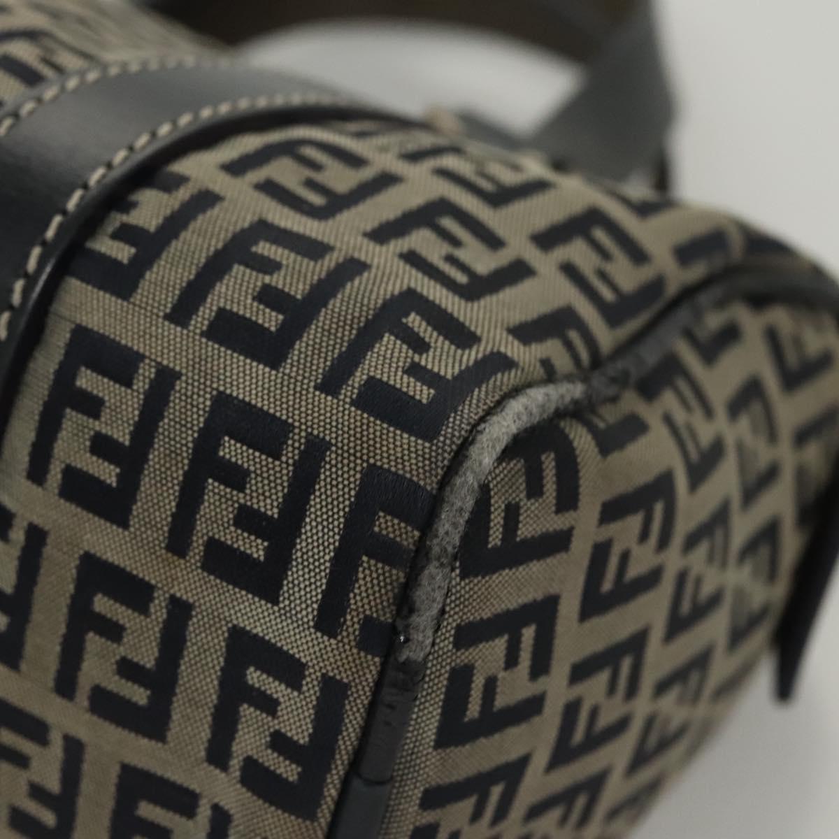 FENDI Zucchino Canvas Hand Bag Navy Silver Auth ep8665