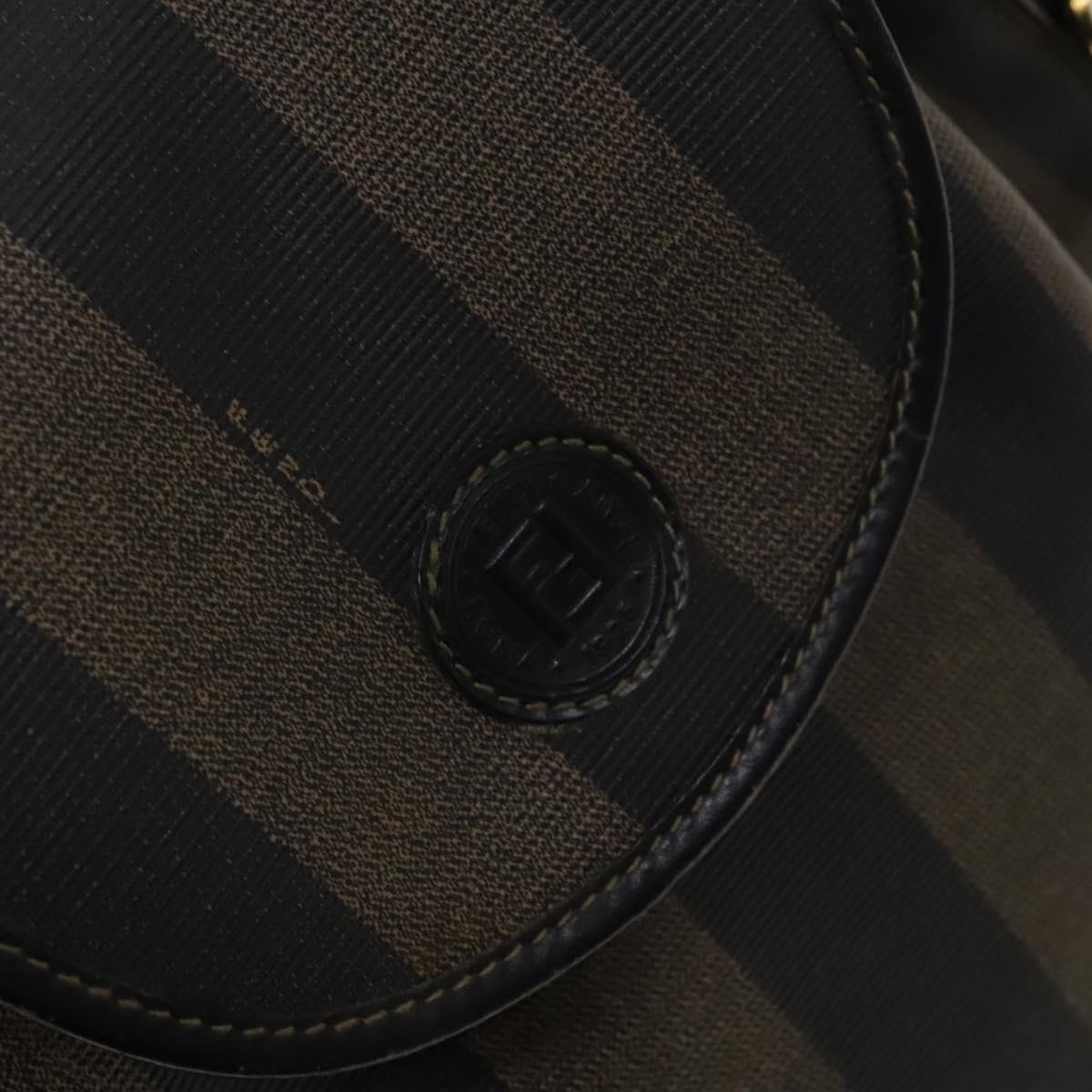 FENDI Pecan Canvas Backpack Brown Black gold Auth ep8678