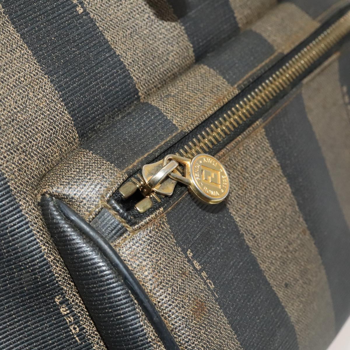 FENDI Pecan Canvas Backpack Brown Black gold Auth ep8678