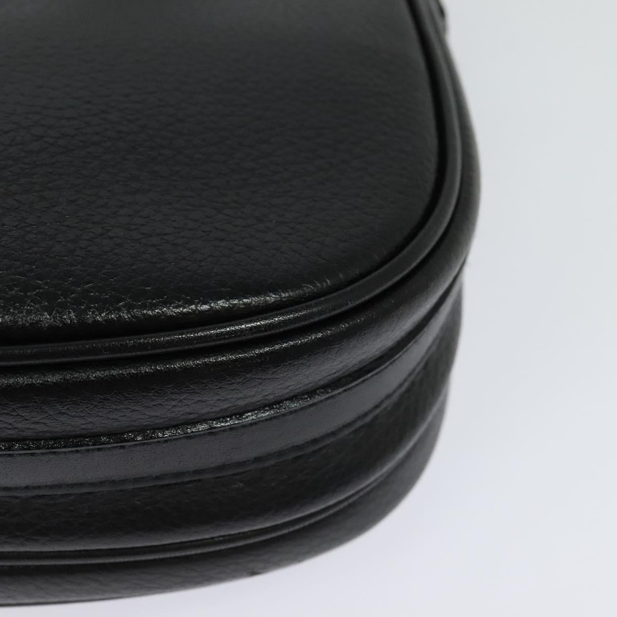 Burberrys Shoulder Bag Leather Black Gold Auth ep8683