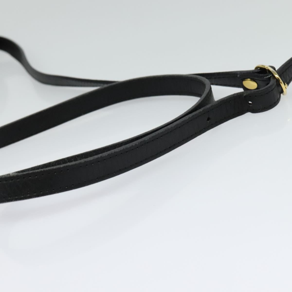 Burberrys Shoulder Bag Leather Black Gold Auth ep8683