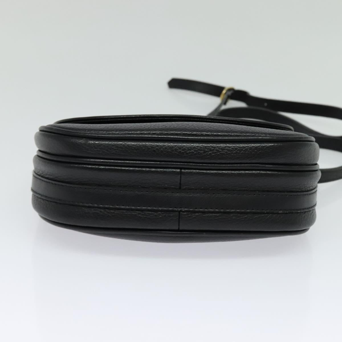 Burberrys Shoulder Bag Leather Black Gold Auth ep8683