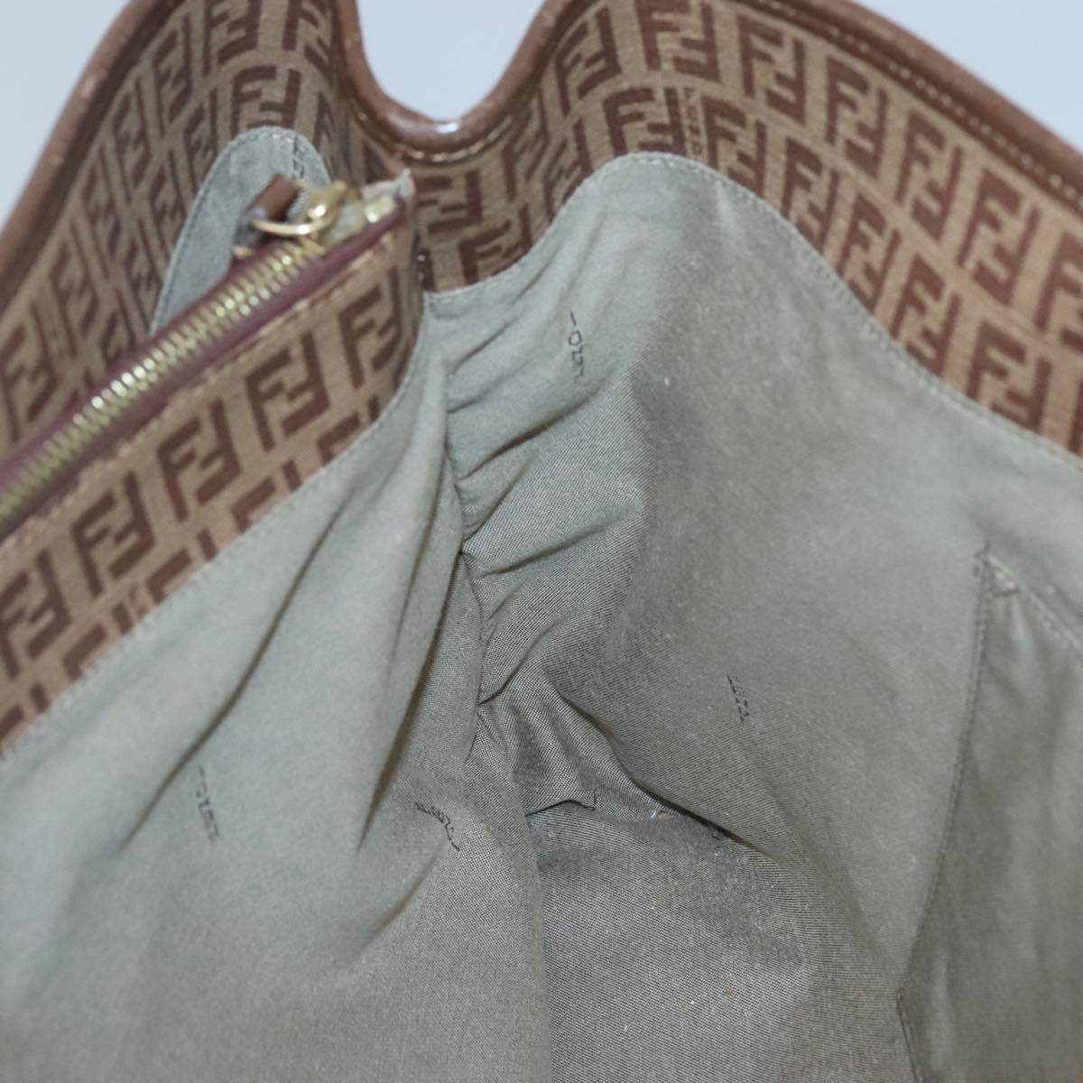 FENDI Zucchino Canvas Tote Bag Beige Gold Auth ep8686