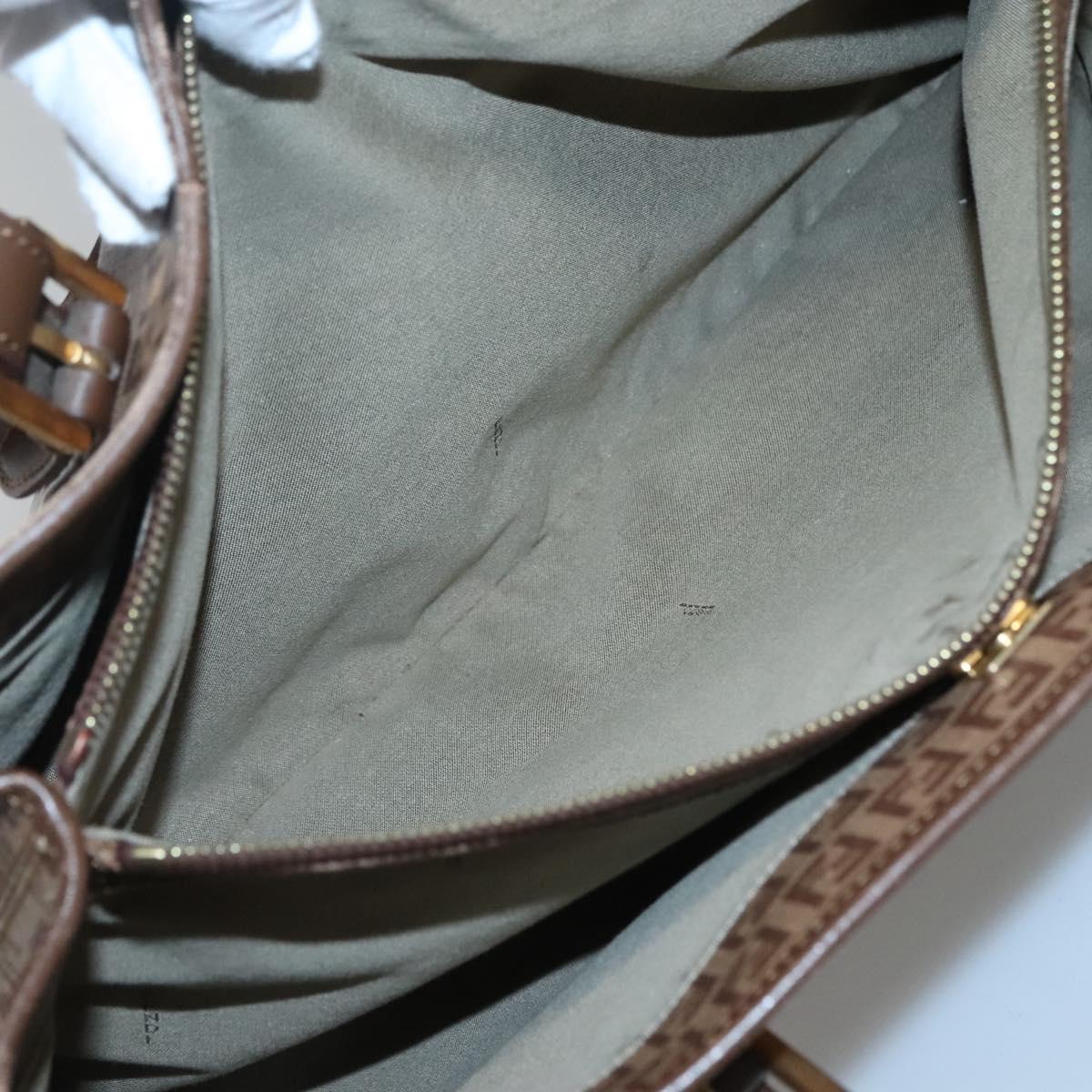 FENDI Zucchino Canvas Tote Bag Beige Gold Auth ep8686