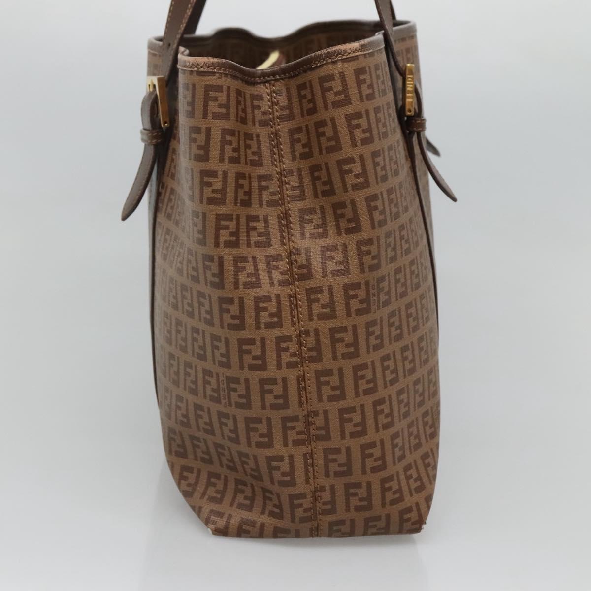 FENDI Zucchino Canvas Tote Bag Beige Gold Auth ep8686