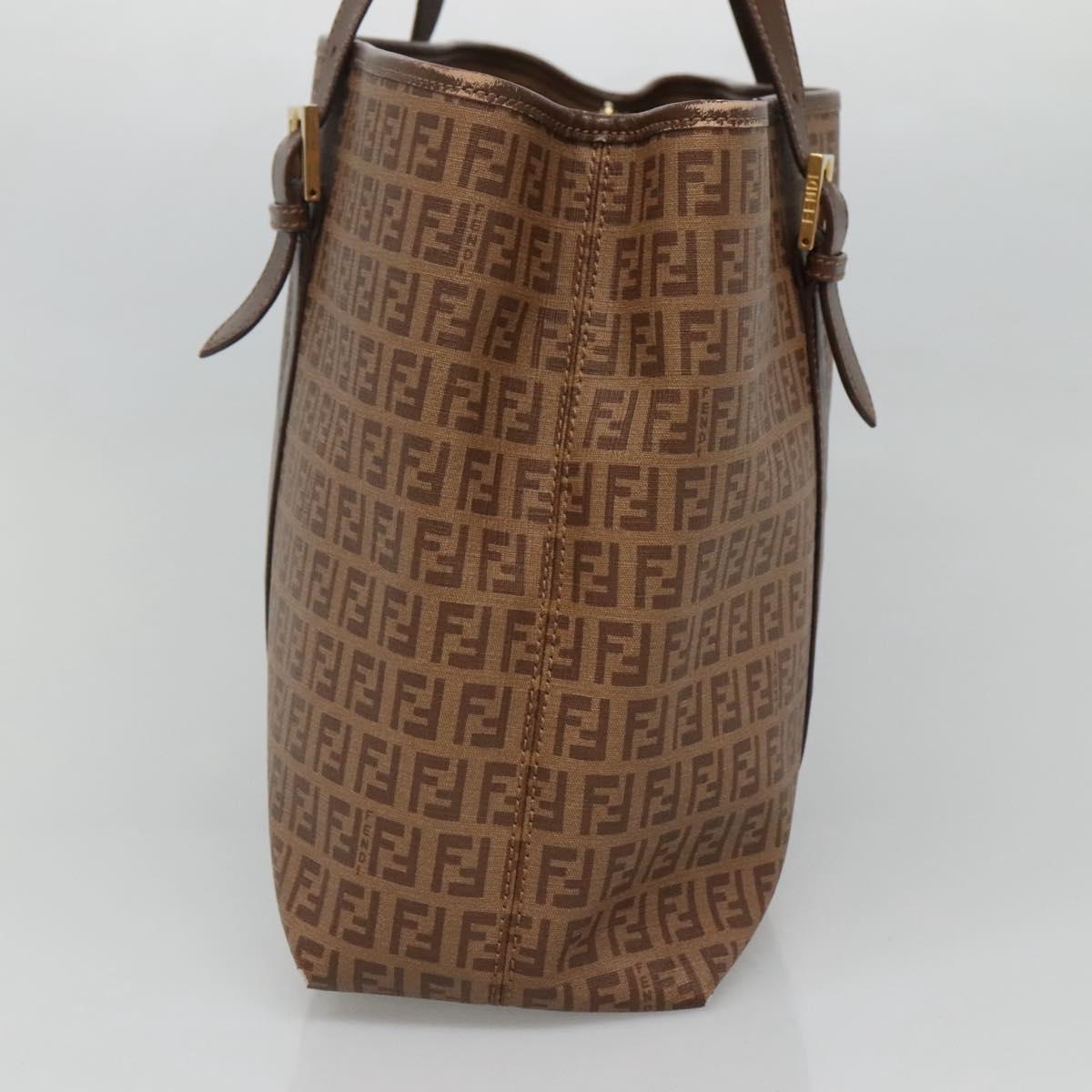 FENDI Zucchino Canvas Tote Bag Beige Gold Auth ep8686