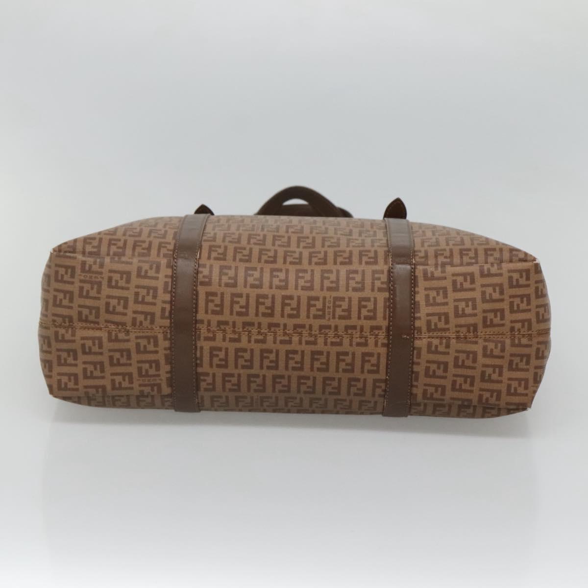 FENDI Zucchino Canvas Tote Bag Beige Gold Auth ep8686