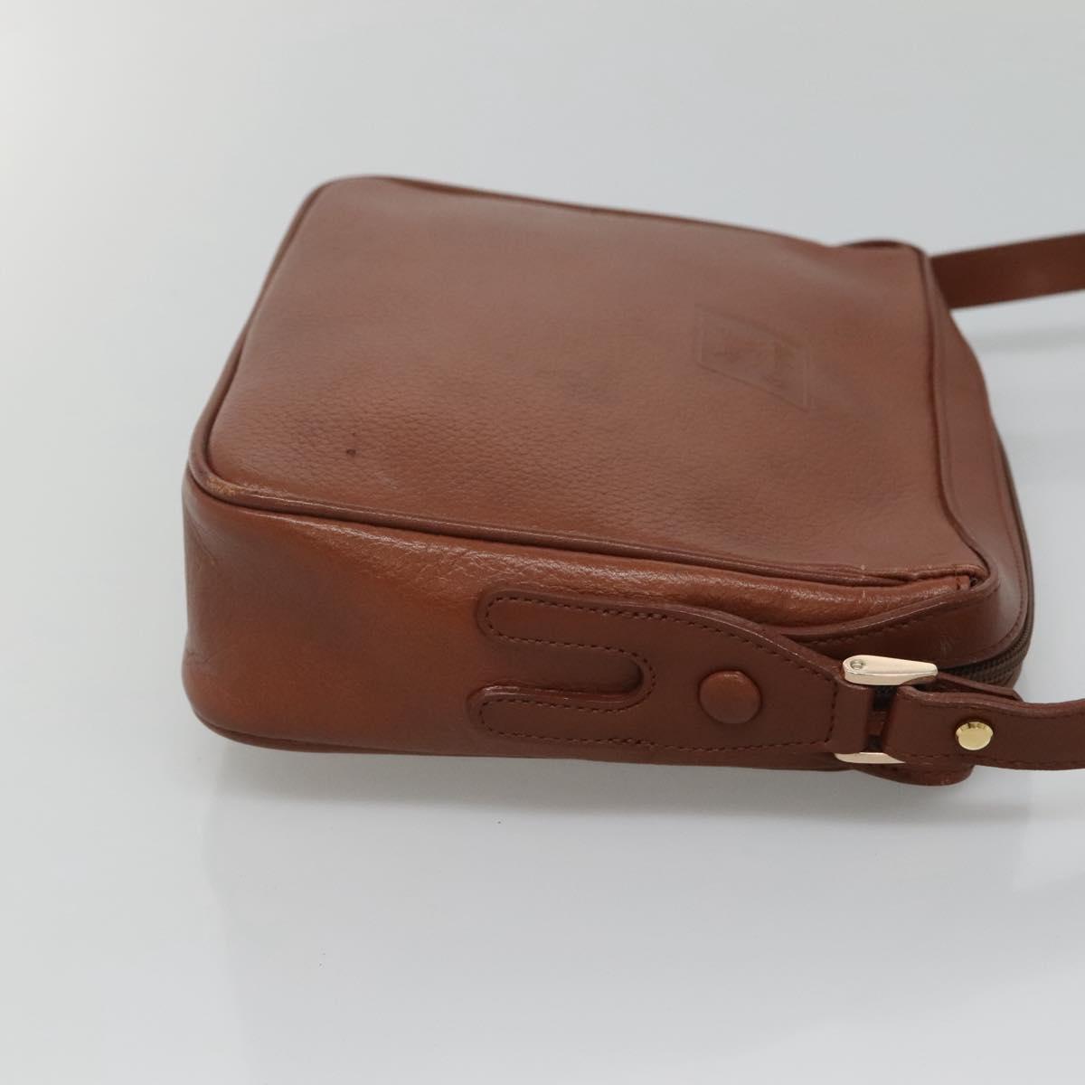 Burberrys Shoulder Bag Leather Brown Gold Auth ep8702