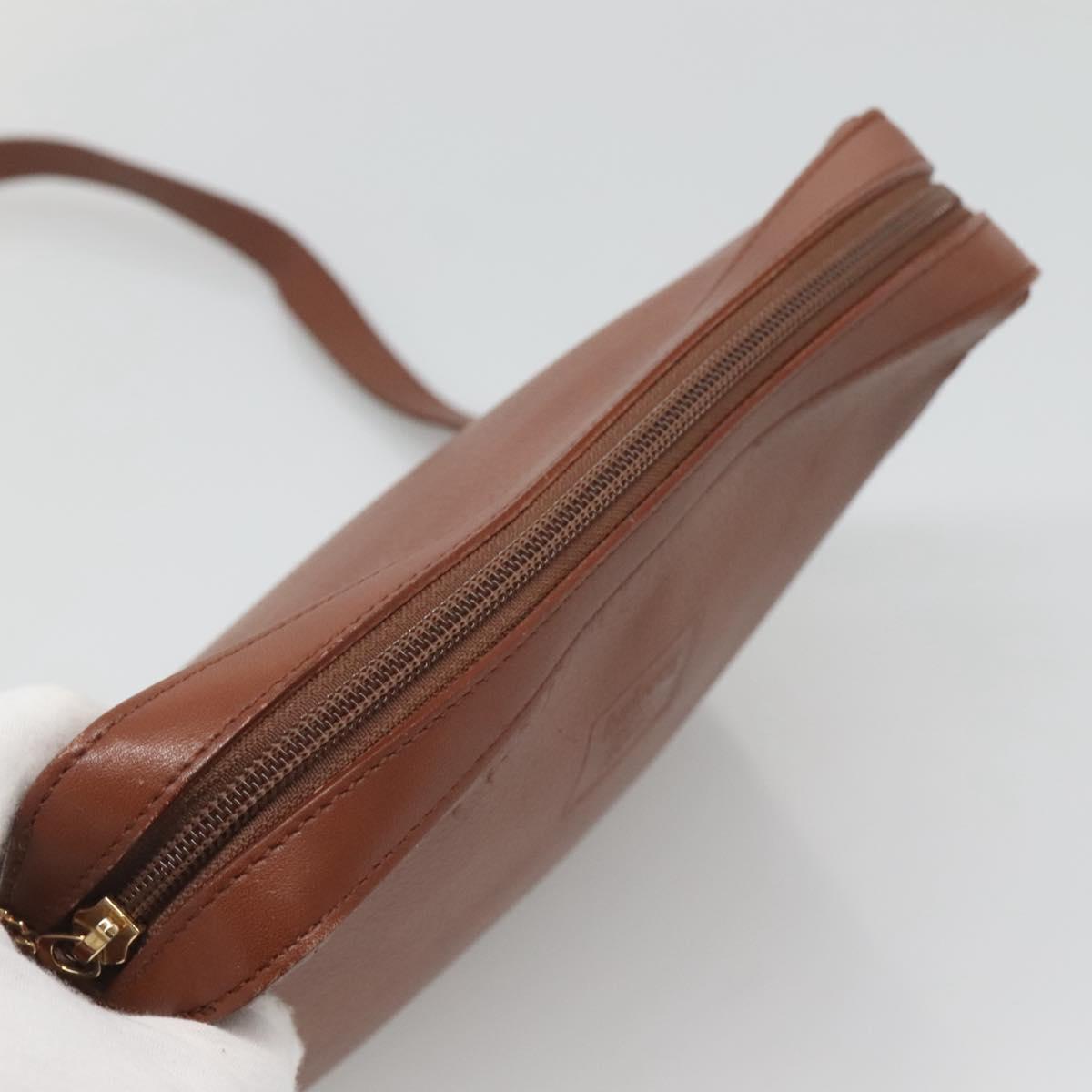 Burberrys Shoulder Bag Leather Brown Gold Auth ep8702