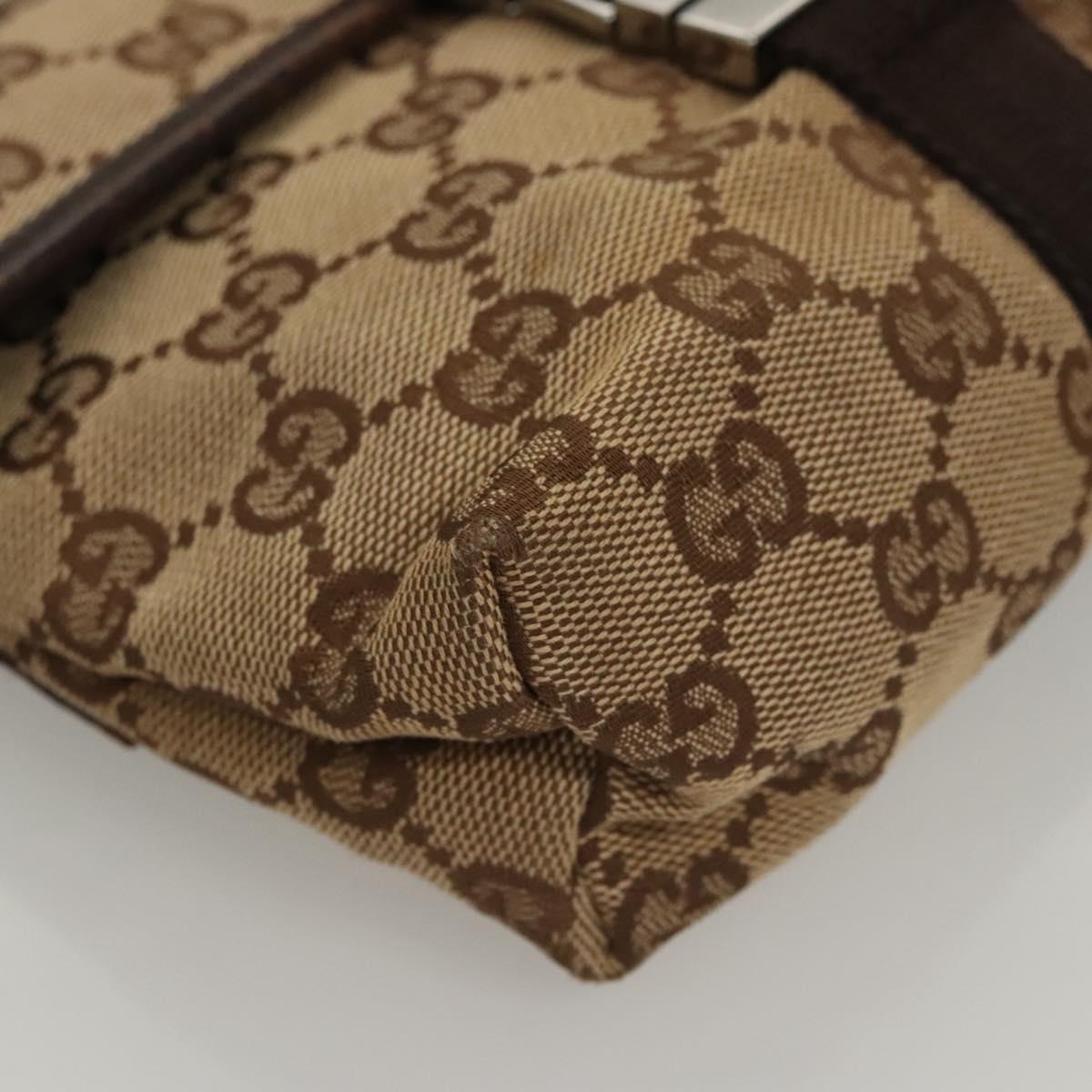 GUCCI GG Canvas Waist bag Beige Silver 131236 Auth ep8703