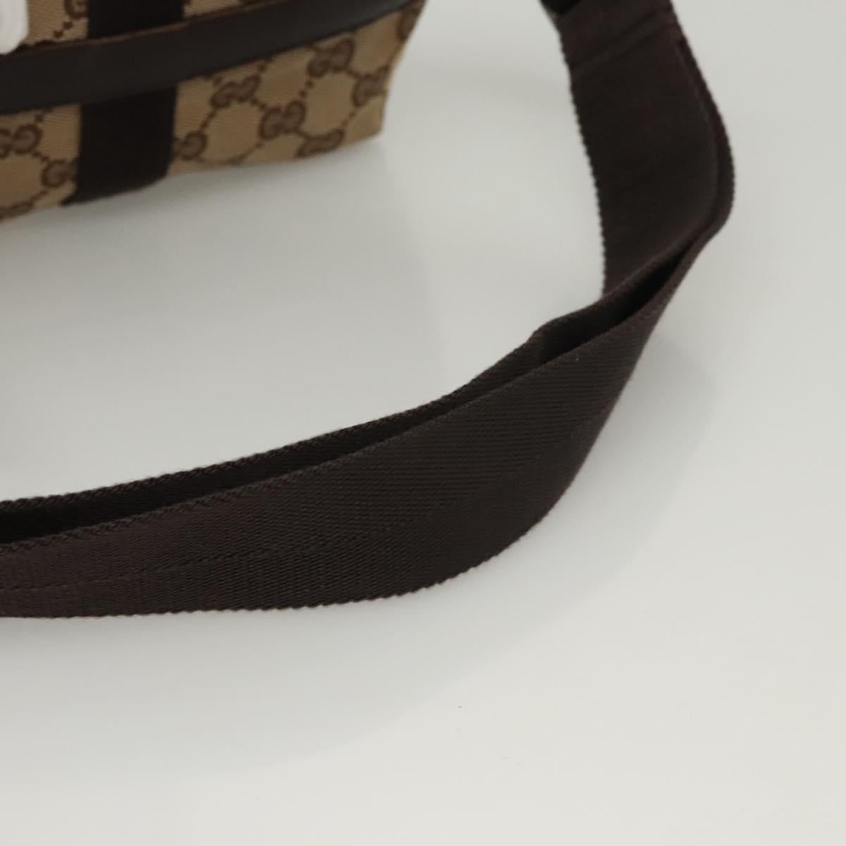 GUCCI GG Canvas Waist bag Beige Silver 131236 Auth ep8703