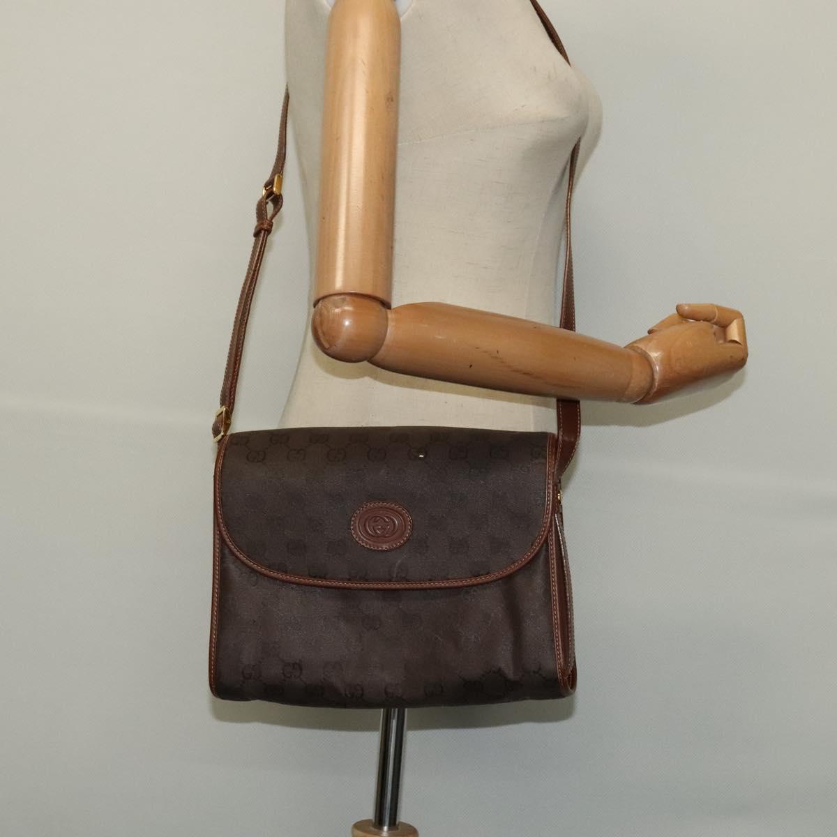 GUCCI GG Canvas Shoulder Bag Brown Gold 001 14 0712 Auth ep8705