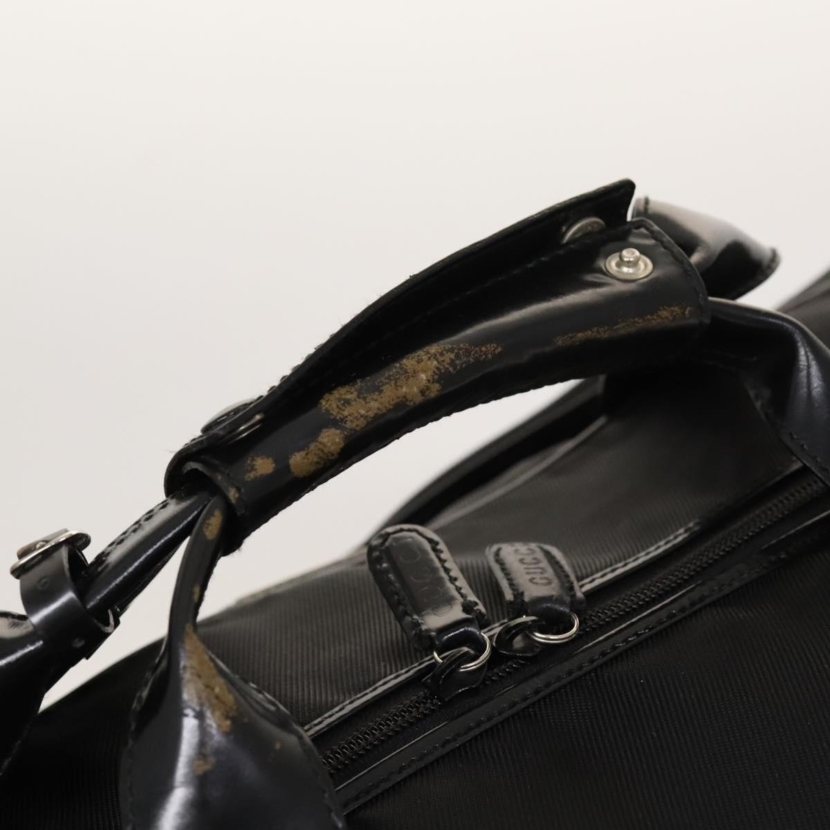 GUCCI Boston Bag Nylon 2way Black Silver 012 3754 0156 Auth ep8709