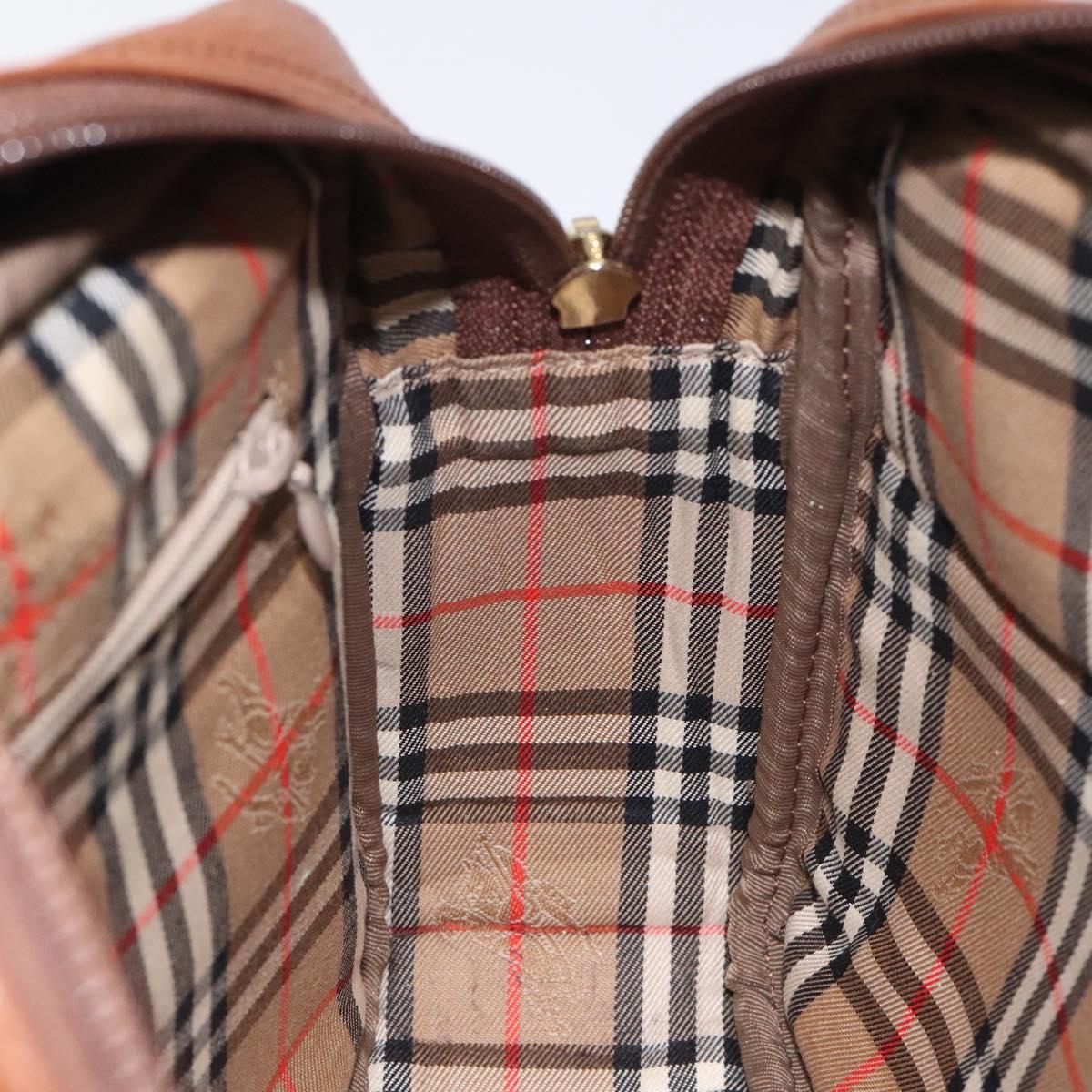 Burberrys Shoulder Bag Leather Brown Gold Auth ep8711