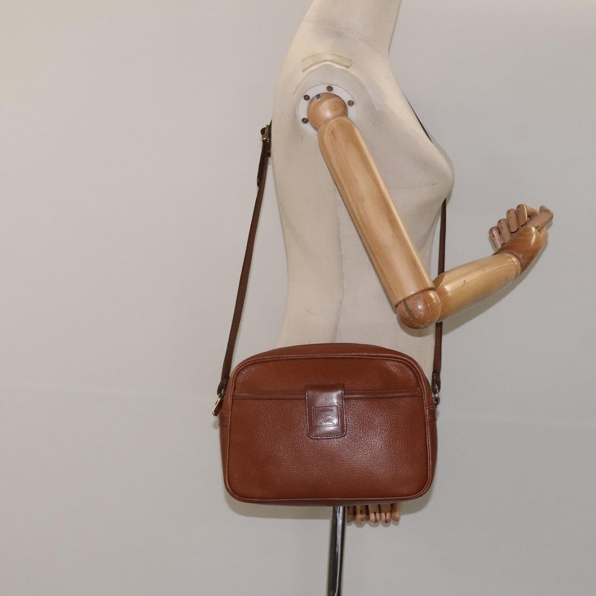 Burberrys Shoulder Bag Leather Brown Gold Auth ep8711