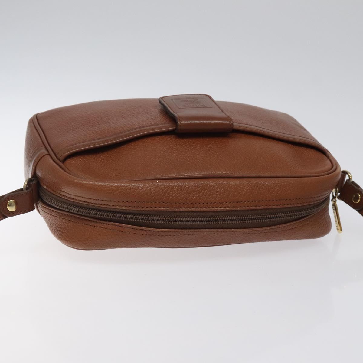 Burberrys Shoulder Bag Leather Brown Gold Auth ep8711