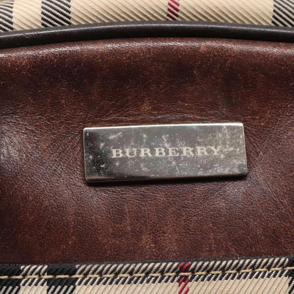 BURBERRY Nova Check Hand Bag Canvas Beige Auth ep8717