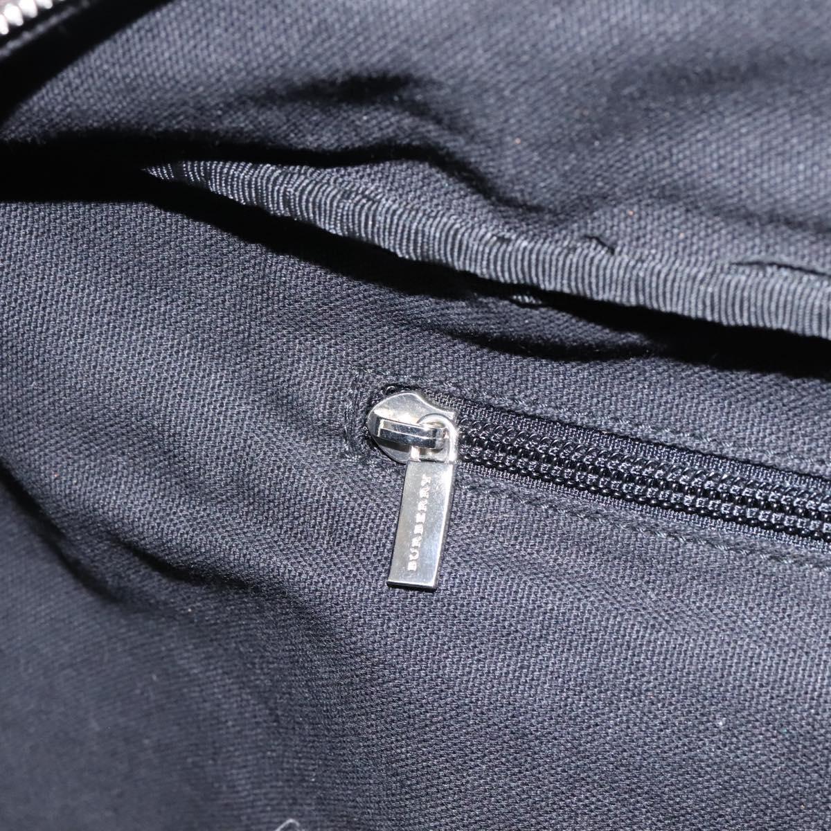 BURBERRY Nova Check Boston Bag PVC Leather Brown Silver Auth ep8729