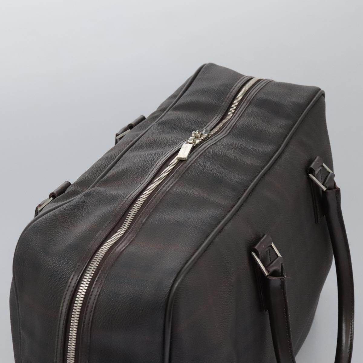 BURBERRY Nova Check Boston Bag PVC Leather Brown Silver Auth ep8729