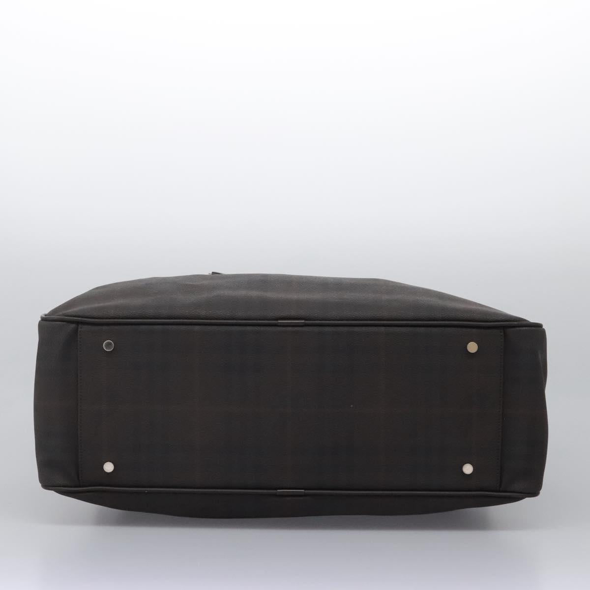 BURBERRY Nova Check Boston Bag PVC Leather Brown Silver Auth ep8729