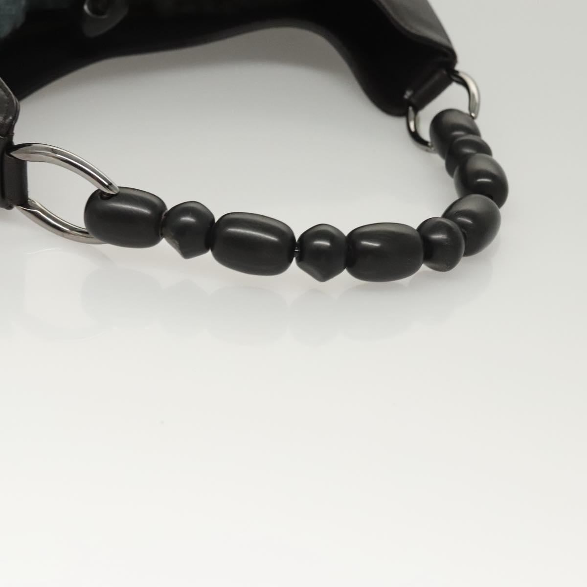 Christian Dior Maris Pearl Shoulder Bag Leather Black Silver Auth ep8734