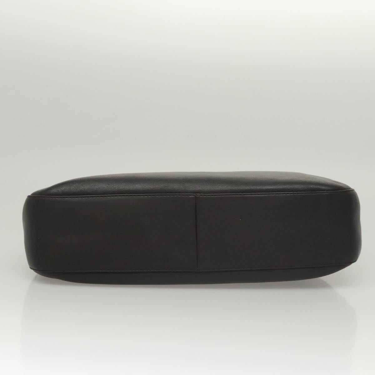 Christian Dior Maris Pearl Shoulder Bag Leather Black Silver Auth ep8734