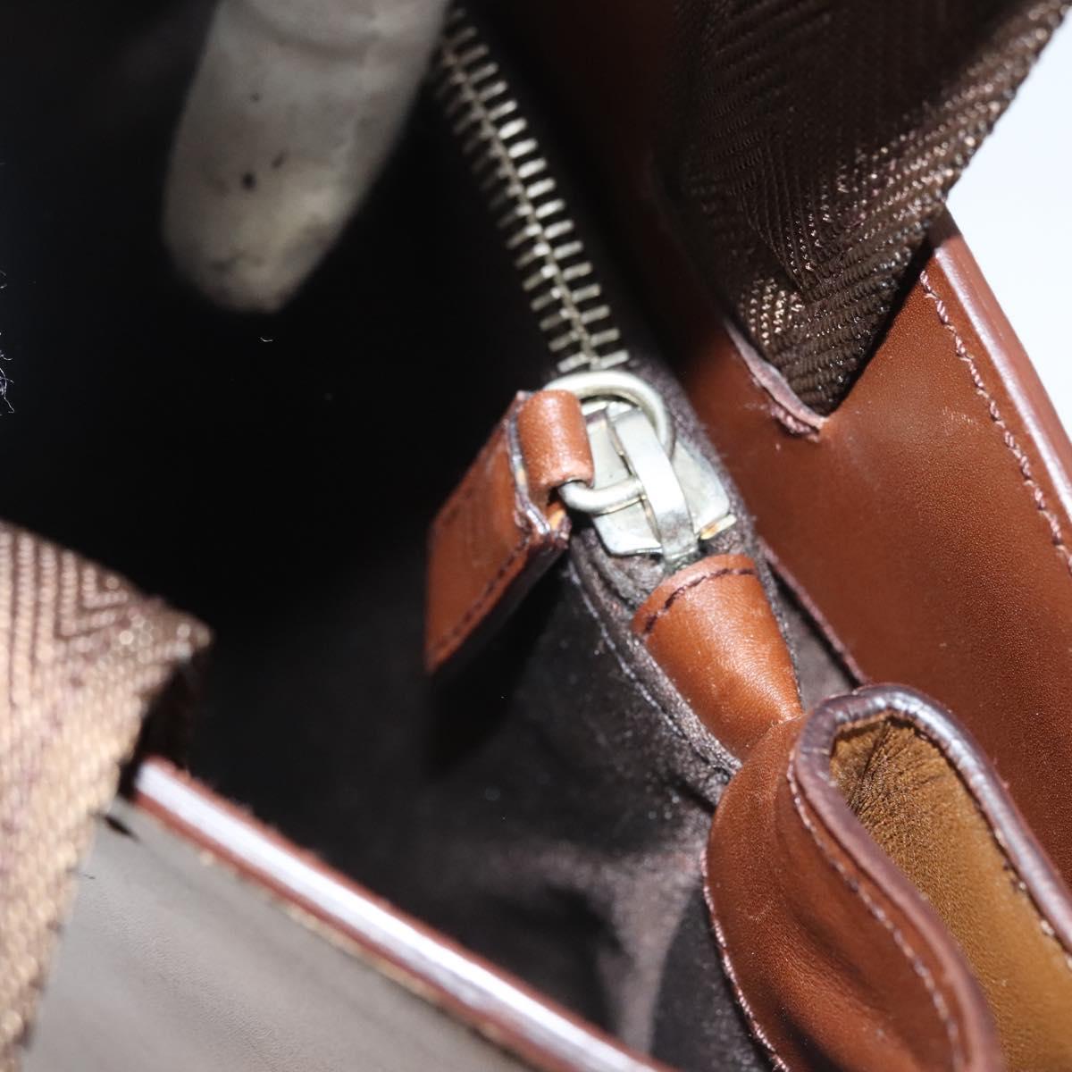 PRADA Hand Bag Leather Brown Silver Auth ep8741