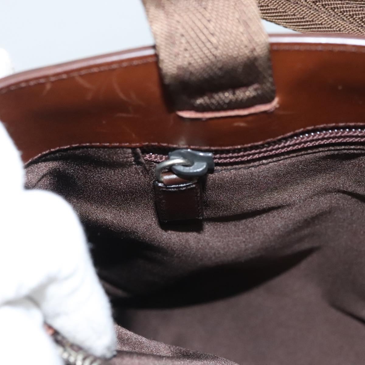 PRADA Hand Bag Leather Brown Silver Auth ep8741