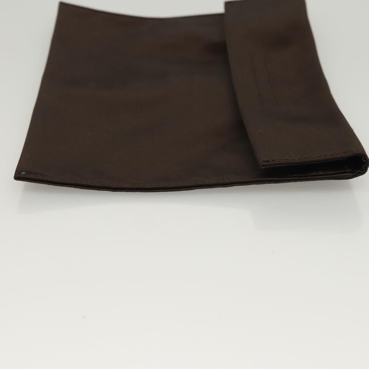 PRADA Hand Bag Leather Brown Silver Auth ep8741