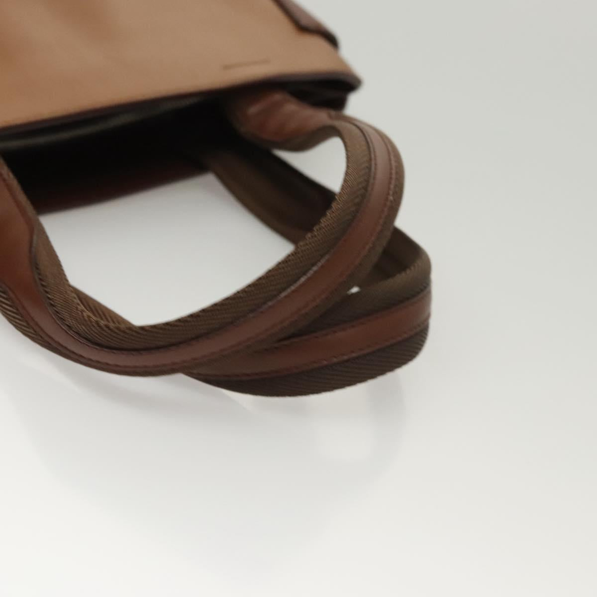 PRADA Hand Bag Leather Brown Silver Auth ep8741