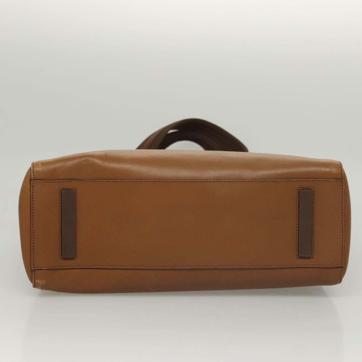 PRADA Hand Bag Leather Brown Silver Auth ep8741