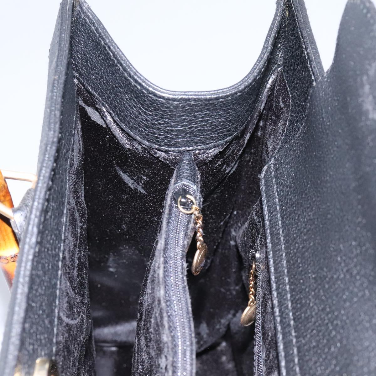 GUCCI Bamboo Hand Bag Suede Black Gold 002 28530260 0 Auth ep8747