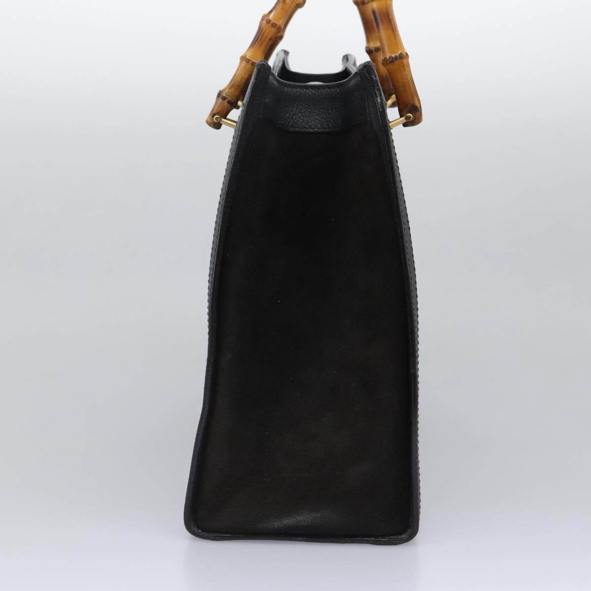 GUCCI Bamboo Hand Bag Suede Black Gold 002 28530260 0 Auth ep8747