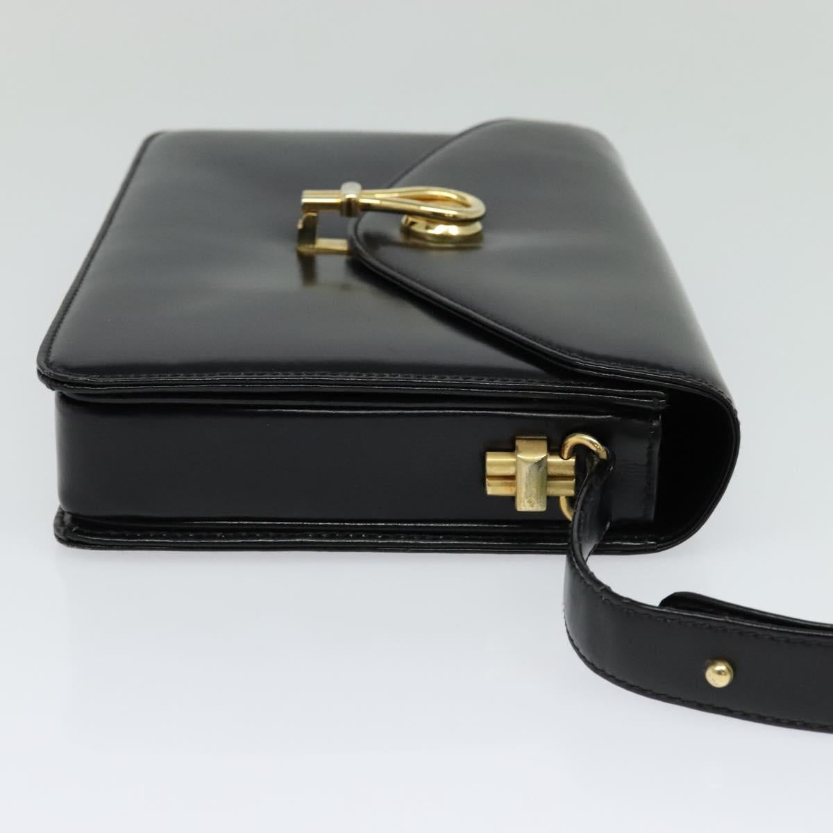 GUCCI Shoulder Bag Leather Black Gold 001 109 0436 Auth ep8756