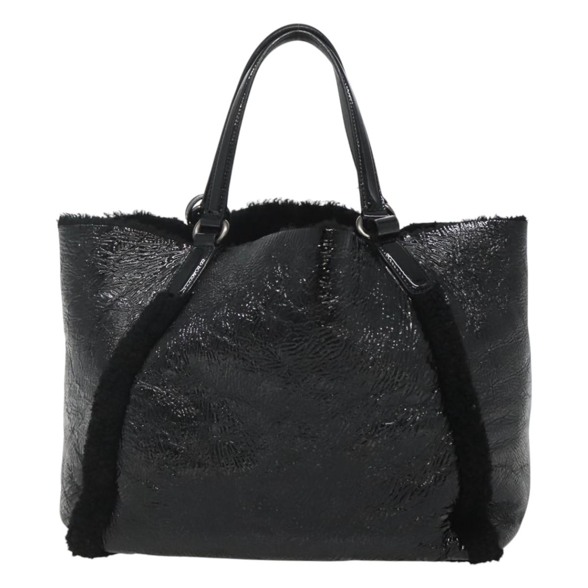 GUCCI Soho Hand Bag Enamel Black 282309 Auth ep8760