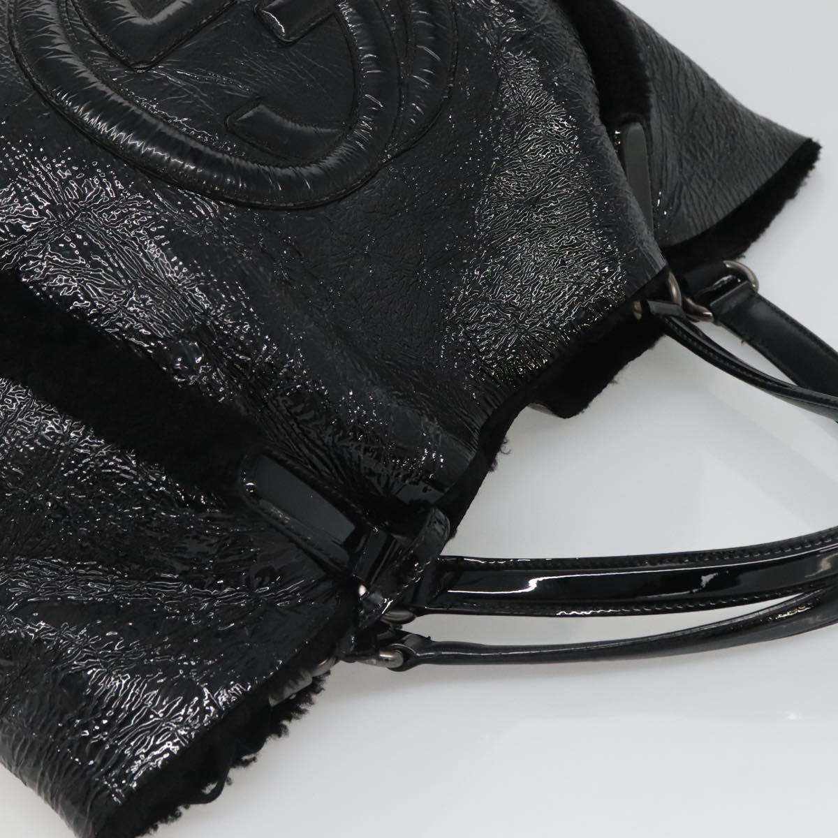 GUCCI Soho Hand Bag Enamel Black 282309 Auth ep8760