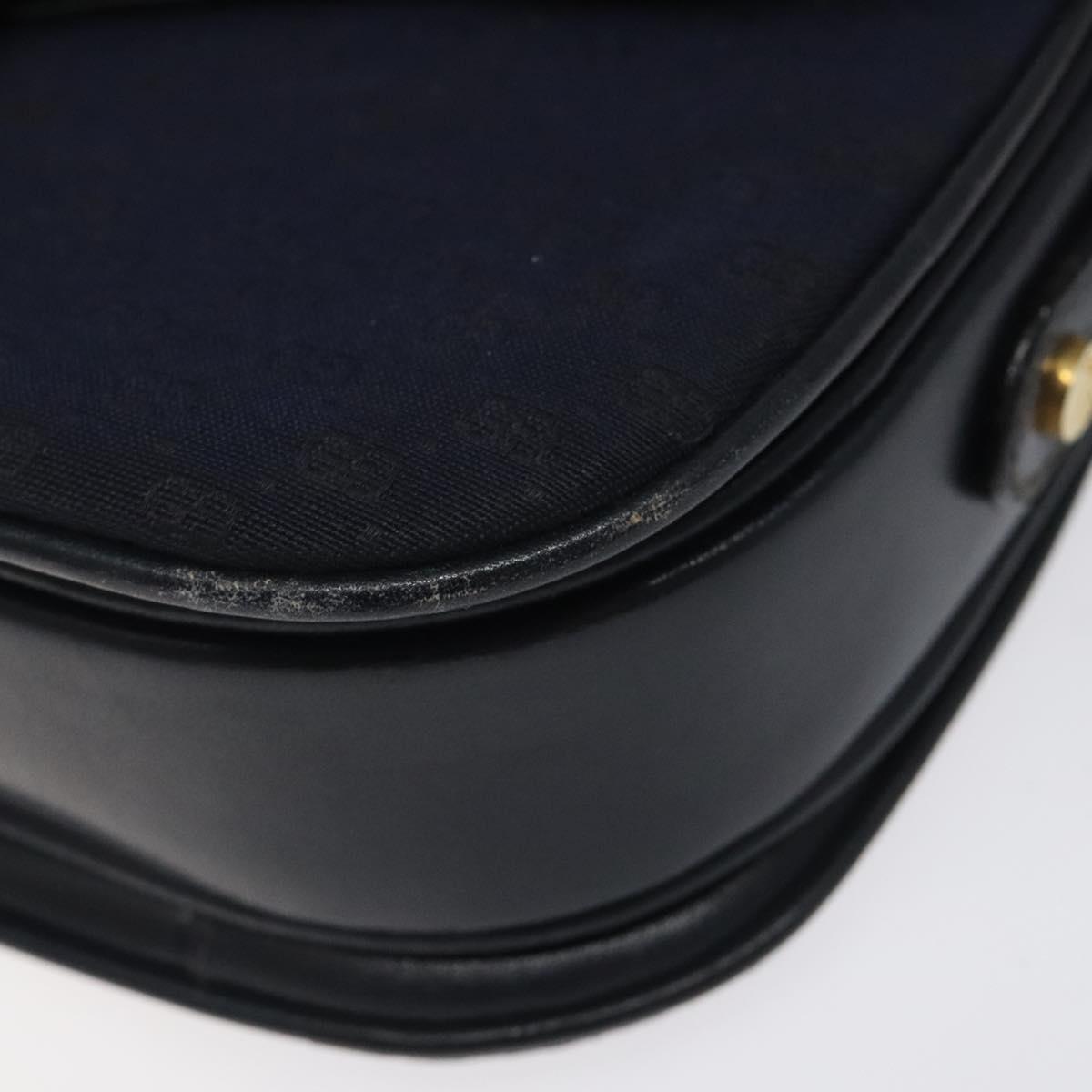 GUCCI Micro GG Canvas Shoulder Bag Navy Gold Auth ep8779