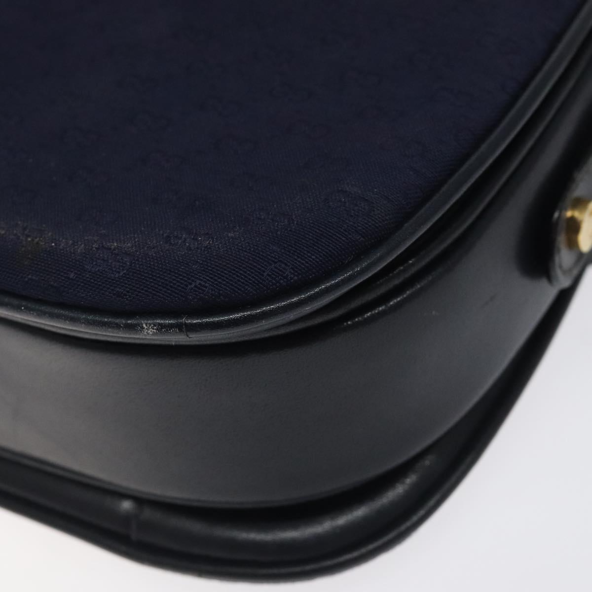 GUCCI Micro GG Canvas Shoulder Bag Navy Gold Auth ep8779