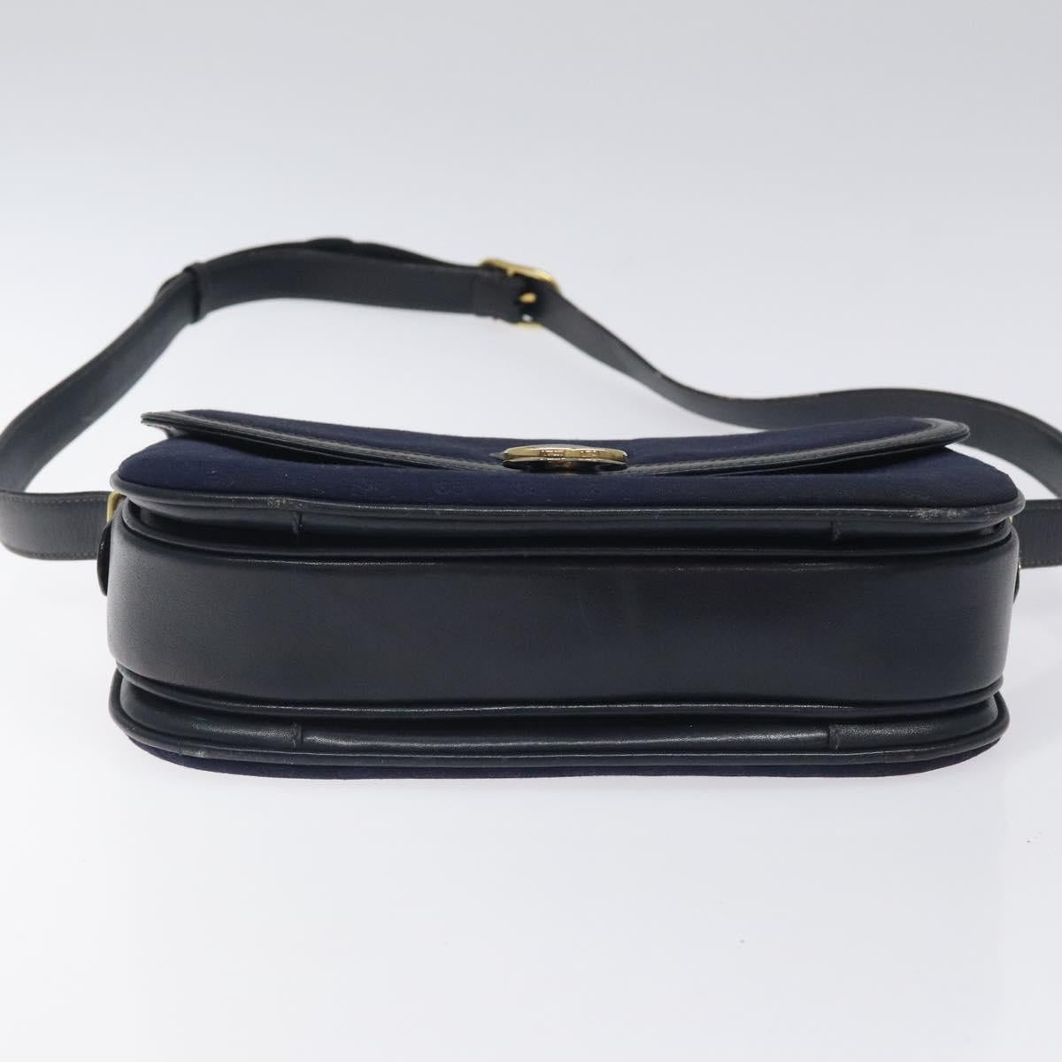 GUCCI Micro GG Canvas Shoulder Bag Navy Gold Auth ep8779