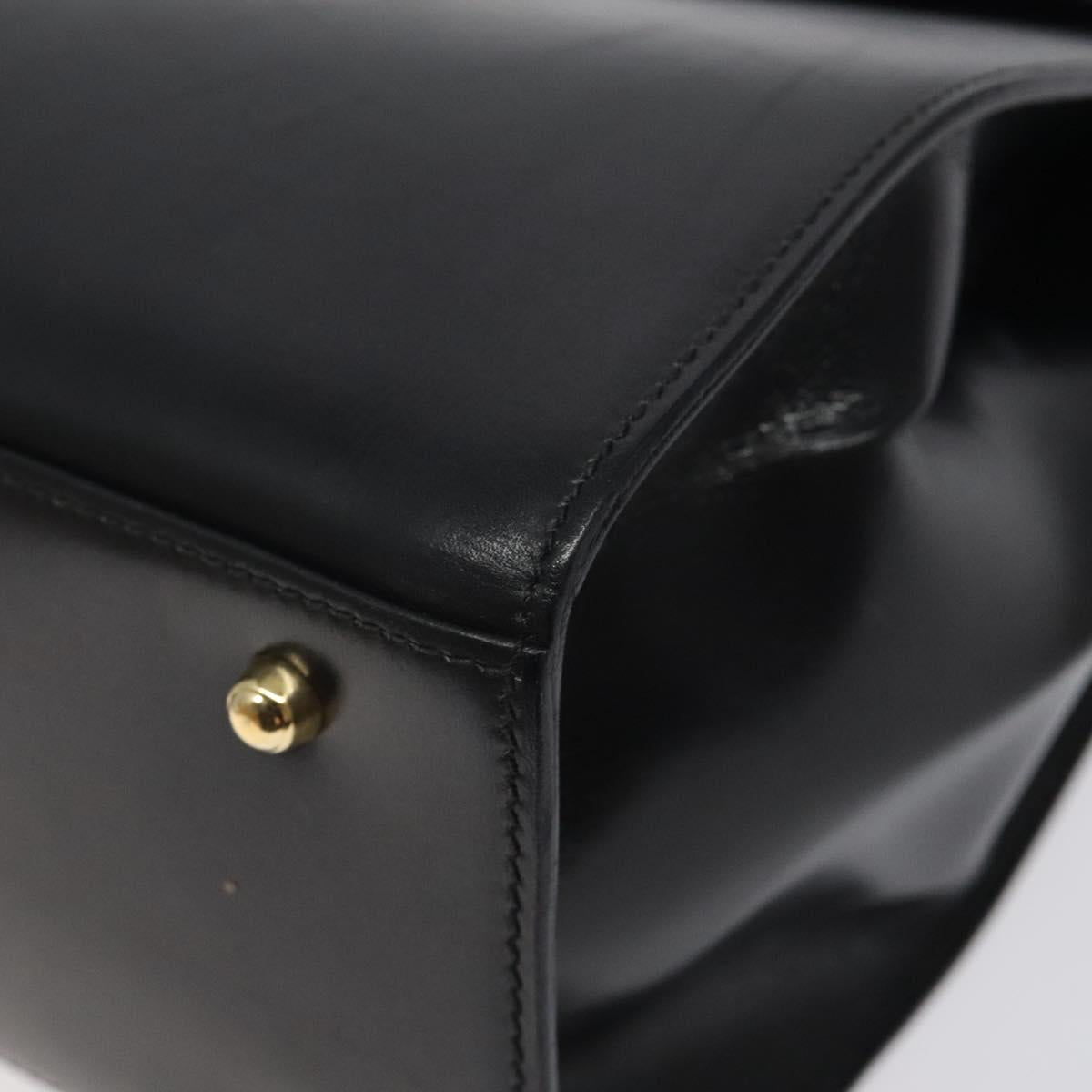 GUCCI Hand Bag Leather Gold Black 000 26 0258 Auth ep8780