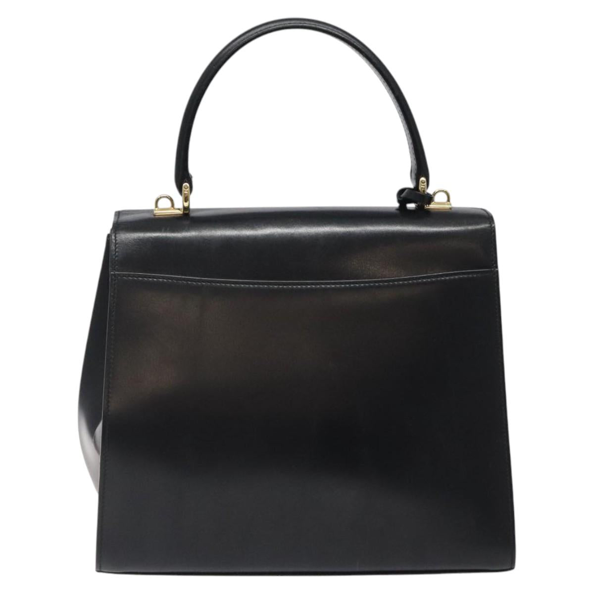GUCCI Hand Bag Leather Gold Black 000 26 0258 Auth ep8780